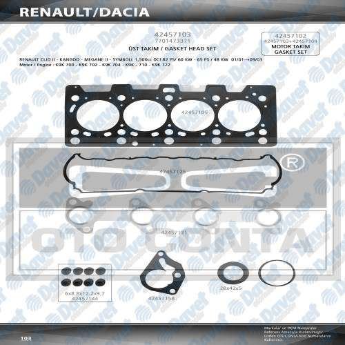 OTOCONTA 42457103 Ust Takim Contasi Skt Keceli Clio-Megane-Logan 1.5d K9k  ####
